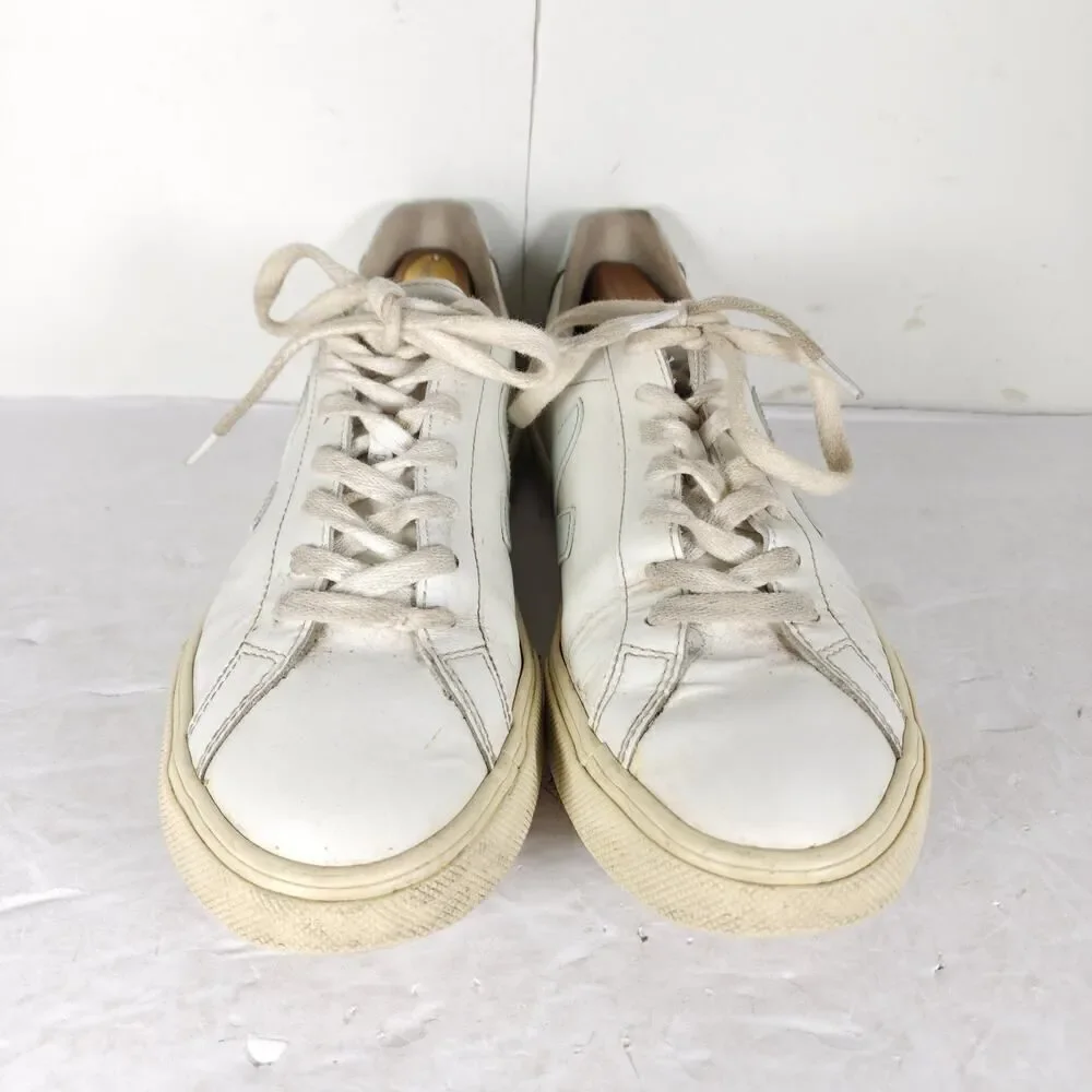 Veja Women's Esplar US 9 White Blue Smooth Leather Low Top Sneakers Shoes